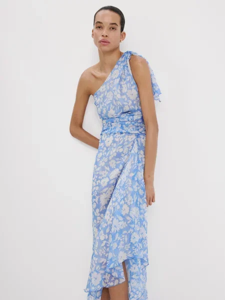 MANGO Rochie Corina azur / albastru deschis / natural alb