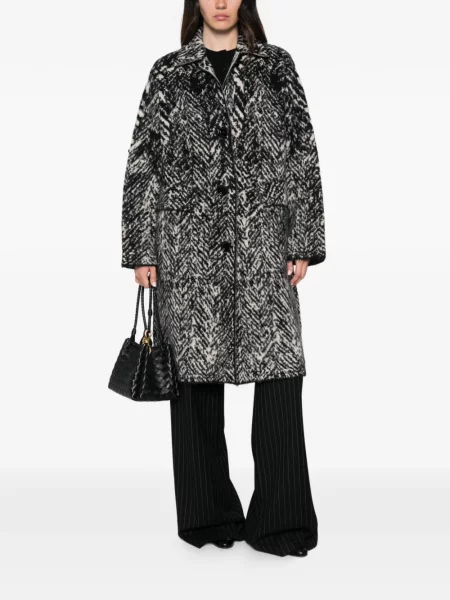Palton Liu Jo tricotate cu model herringbone negru