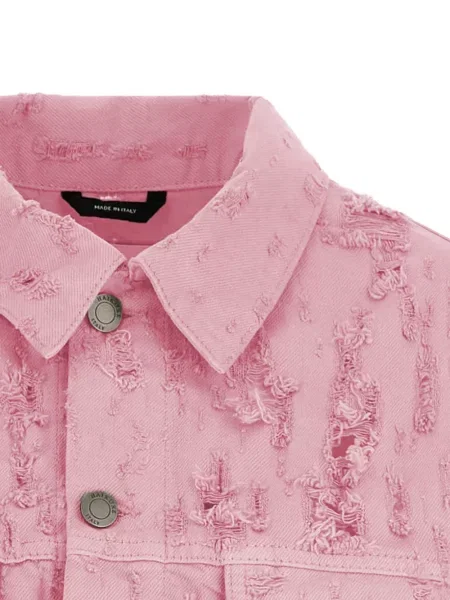 Kamizelka jeansowa Haikure z frędzli różowa