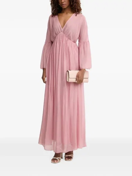 Rochie maxi Haveone cu decolteu în V roz