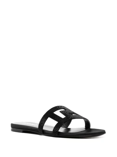 Sandale Versace fără toc de cristal negru
