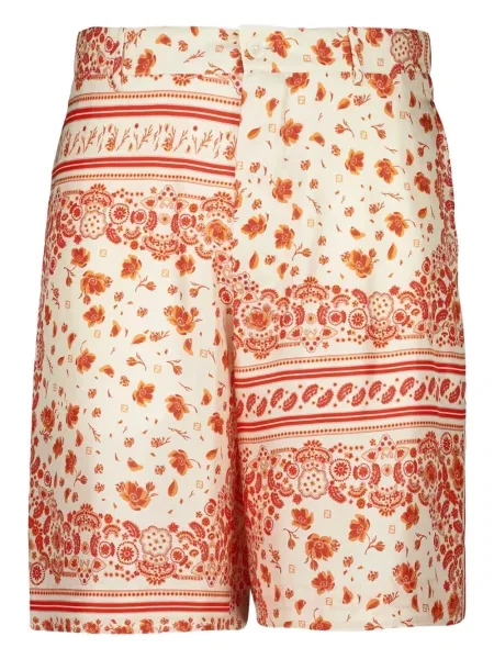 Pantaloni scurți Fendi de mătase cu imagine alb