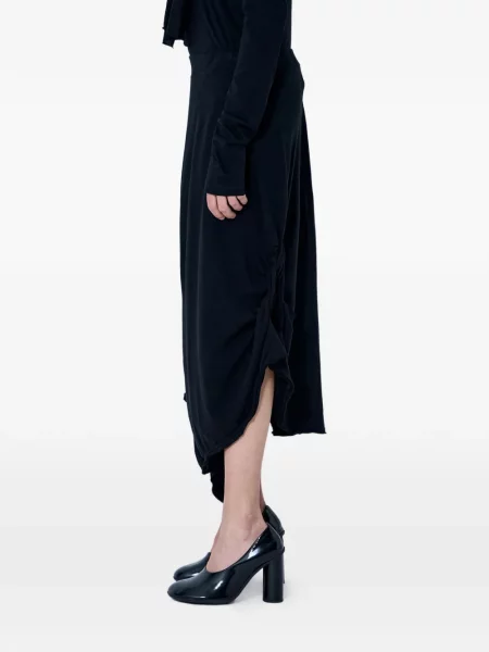 Fustă Yohji Yamamoto asimetrică drapată negru