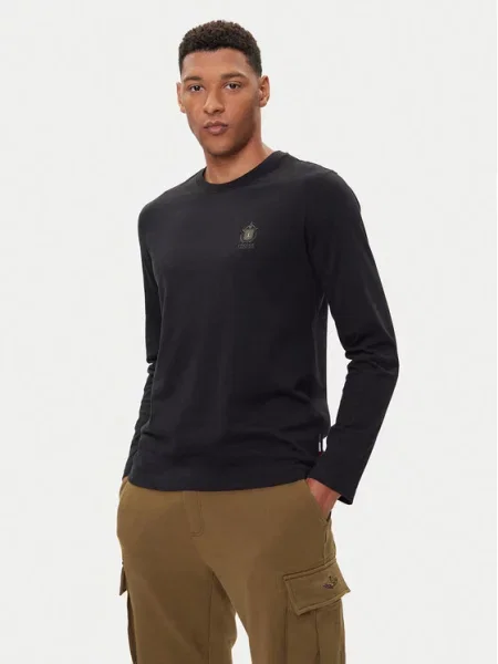 Aeronautica Militare Majica z dolgimi rokavi črna