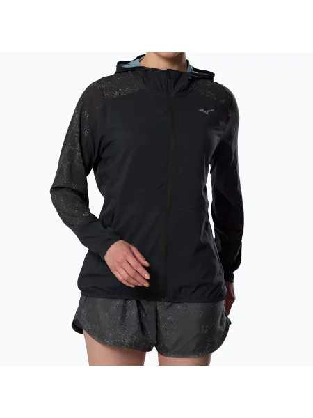 Куртка для бігу Mizuno Active Alpha Hooded black чорна