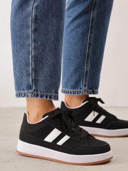 Sneakers Basic cu dungi laterale Adila negri