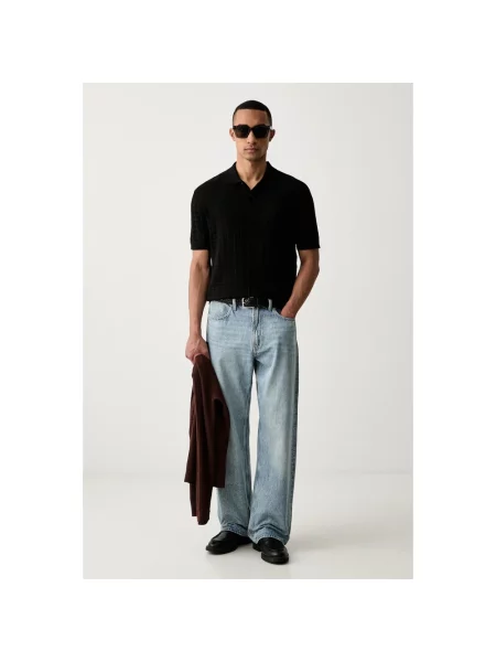 Dzianinowa koszula Armani Exchange w geometryczne wzory czarna