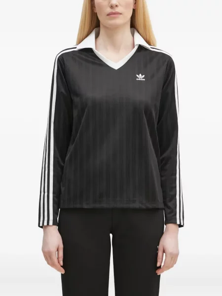 Polo Adidas cu dungi cu imagine negru