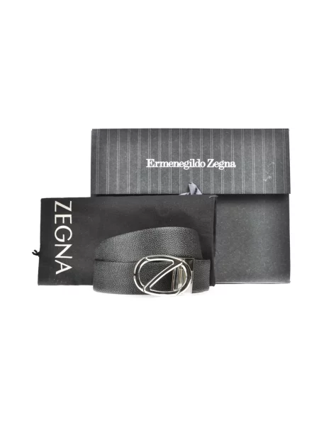 Pasek Ermenegildo Zegna skórzany czarny
