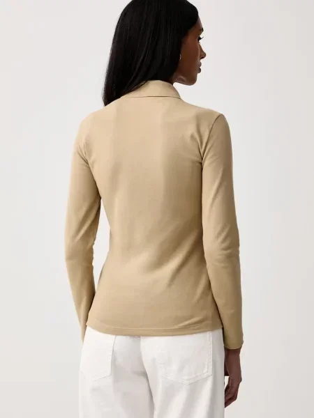 Tricou cu mânecă lungă Lacoste bej