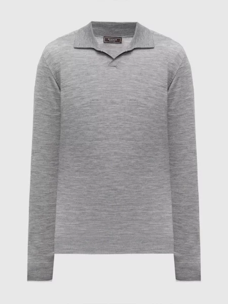 Шерстяное меланжевое поло Peserico серое
