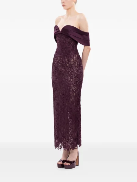 Rochie maxi Saiid Kobeisy din dantelă violet