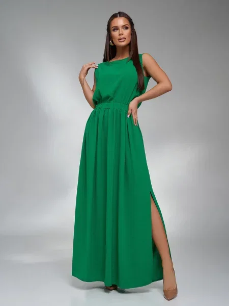 Сукня максі ISSA Plus комбінований верх зелений