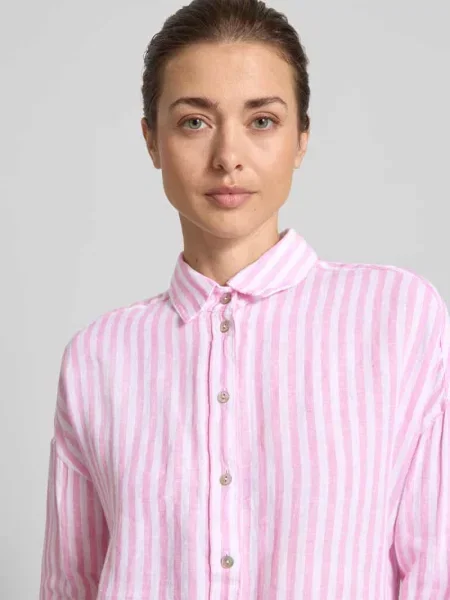 Bluzka lniana o kroju relaxed fit we wzorze na całej powierzchni Christian Berg Woman różowa