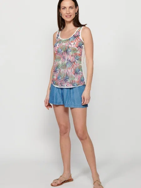 KOROSHI Top modra / temno zelena / rdeča bela