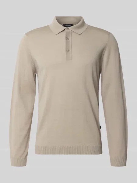 Sweter z dzianiny o kroju regular fit z czystej żywej wełny z kołnierzykiem polo Maerz Muenchen biała