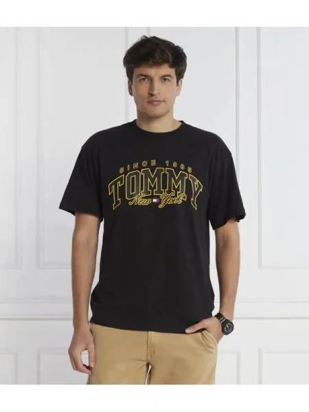 Tommy Jeans Tricou LUXE VARSITY | Relaxed fit negru