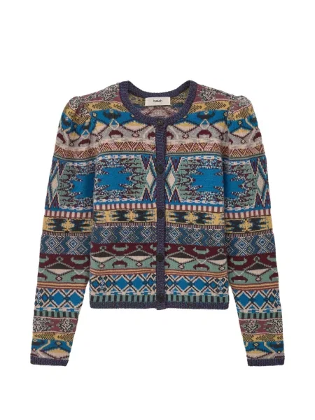 Cardigan Ba&sh cu imprimeu geometric albastru