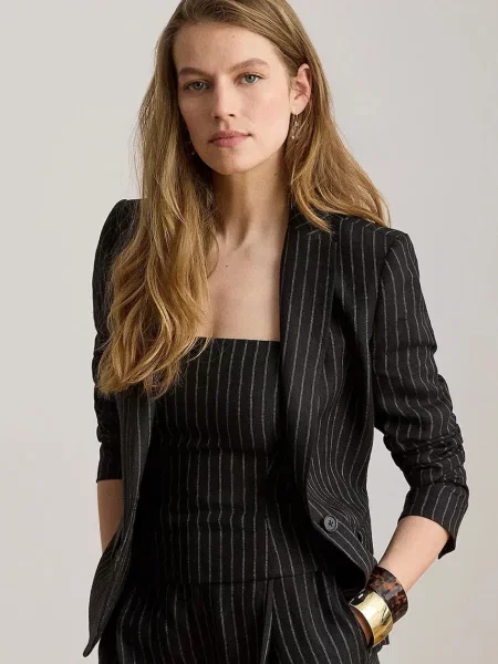 Lauren Ralph Lauren sacou cu un singur rând de pentru femei din in negru