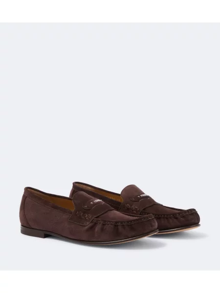 Pantofi loafer Fendi din piele de căprioară maro