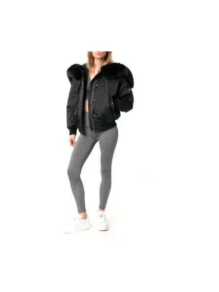 Kurtka bomber Michael Kors z kapturem ze sztucznego futra czarny