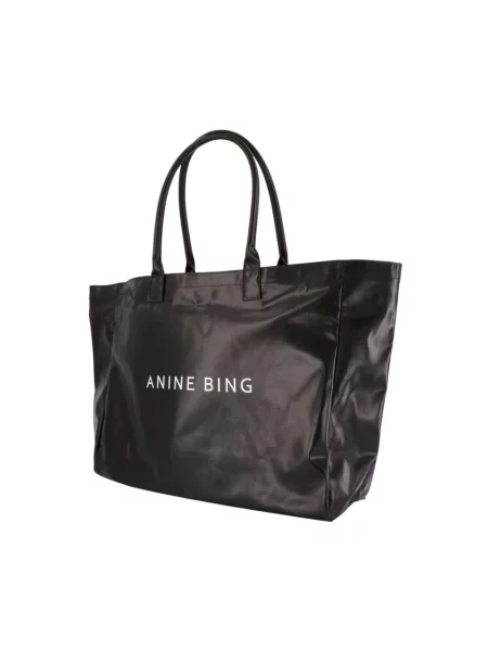 Shopperka Anine Bing płócienna z logo czarna