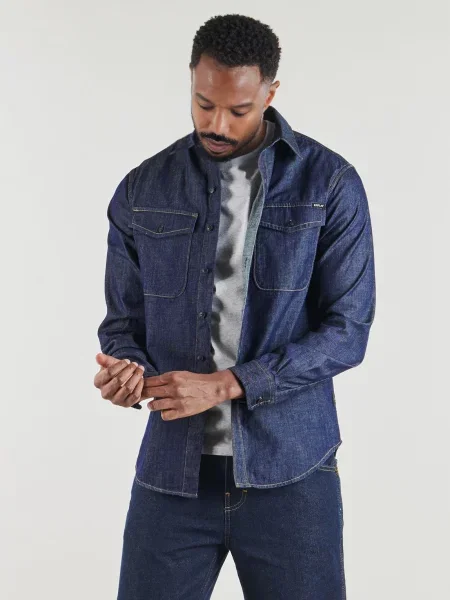 REPLAY Košulja tamno plava crna