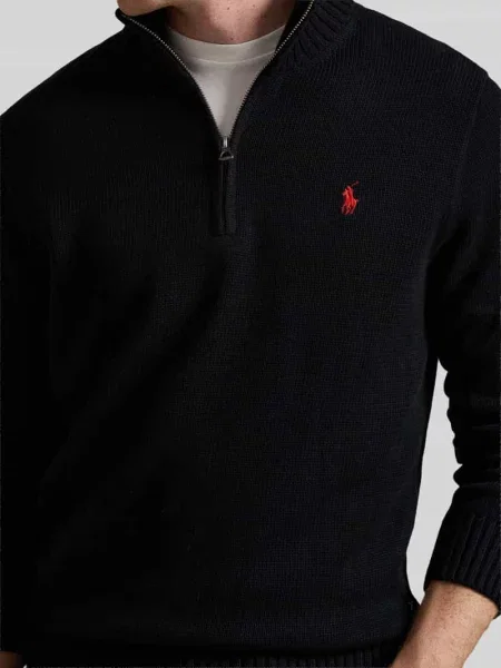 Sweter Ralph Lauren z kołnierzem z długim rękawem czarny