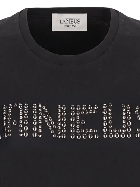 Koszulka Laneus z dżerseju z ćwiekami czarna