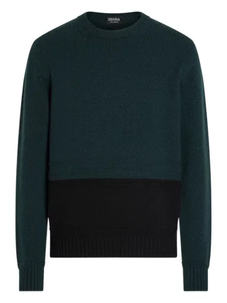 Pulover Zegna din cașmir cu decolteu rotund verde