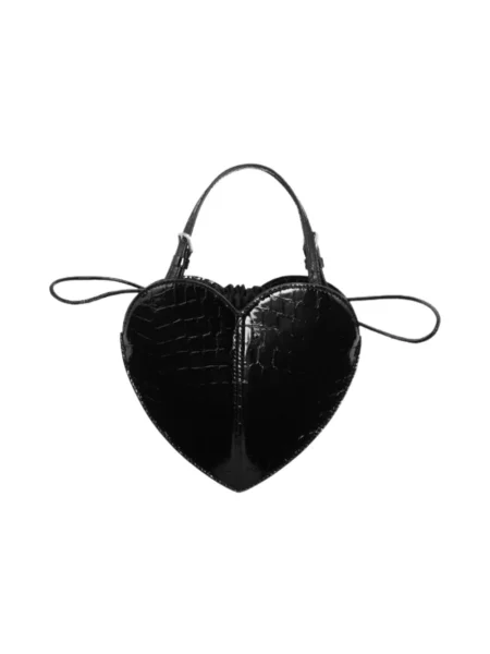 Torebka crossbody Rotate skórzana w serca czarna