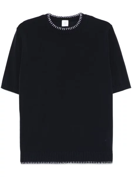 Tricou Eleventy cu decolteu în U albastru