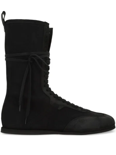 Botine Ann Demeulemeester cu șireturi din dantelă negru