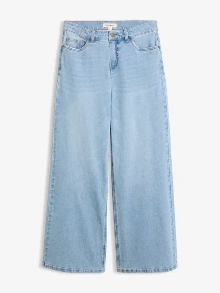 Jeansy wide leg mid waist niebieskie