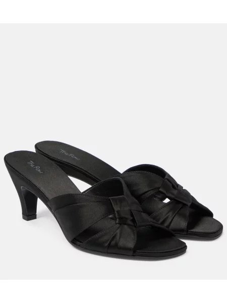 Papuci tip mules The Row din satin negru