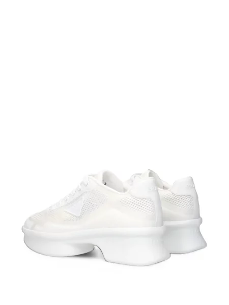 Sneakerși Prada plasă cu autograf alb