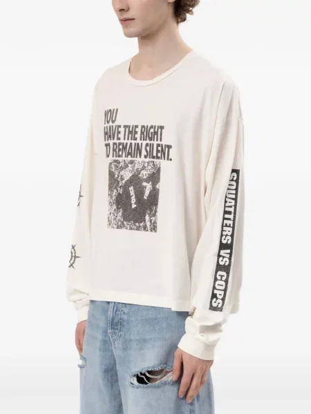 Lung tricou Marking Distance cu imagine alb