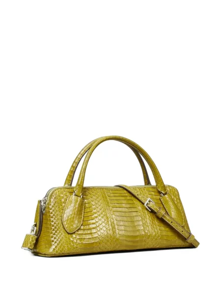 Top Tory Burch cu model piele de șarpe verde