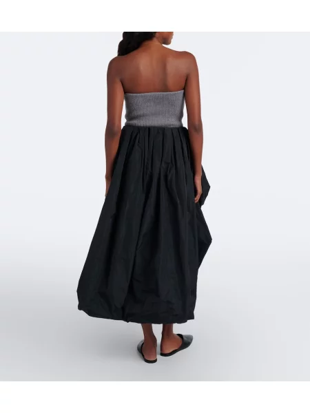 Fustă midi Jil Sander asimetrică negru