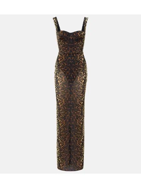 Rochie Alex Perry cu imagine cu model leopard plasă maro