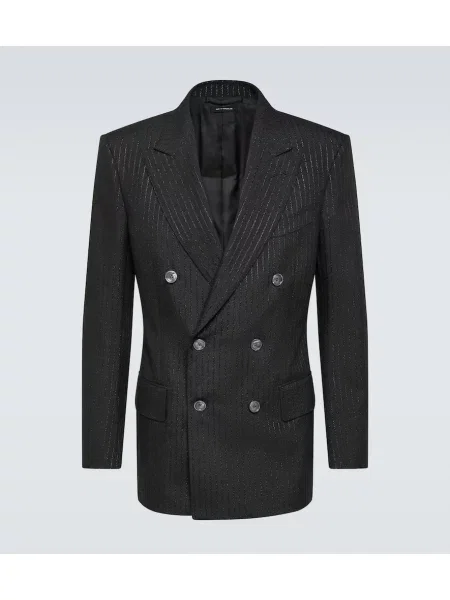 Pruhované žakárové sako Tom Ford černé