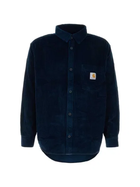 Cămașă Carhartt Wip de catifea cord albastru