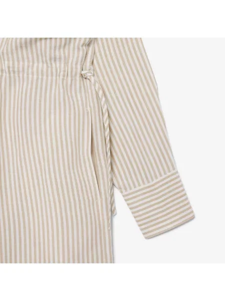 Lacoste Sukienka Koszulowa Oversize Z Mieszanki Lnu beżowa
