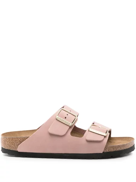 Papuci Birkenstock din piele de căprioară roz