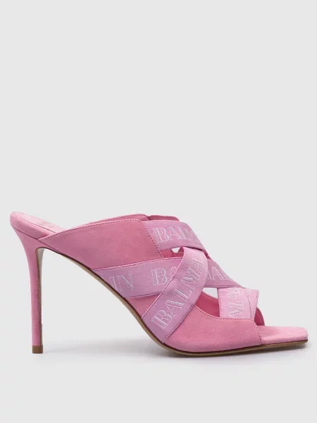 Комбіновані мюлі з логотипом Balmain рожеві