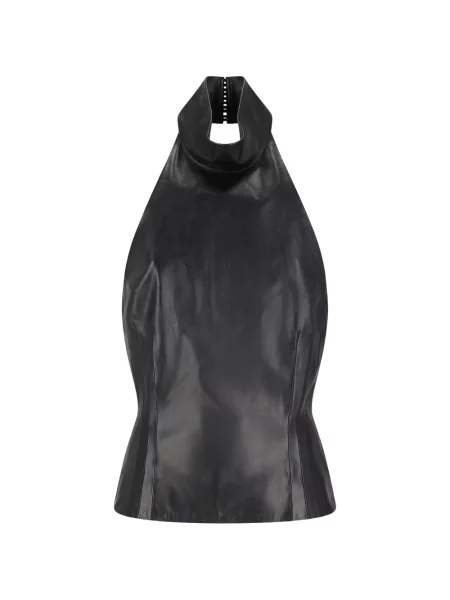 Bluză Magda Butrym din piele cu gât halter negru