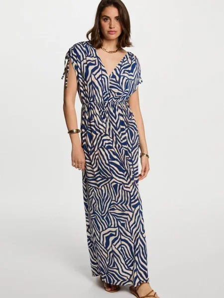 Morgan rochie bleumarin maxi evazați ROBI bej