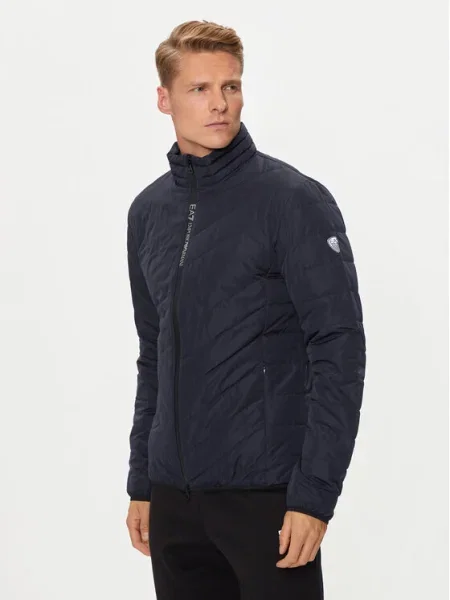 Пухено яке Emporio Armani преходен модел тъмносиньо