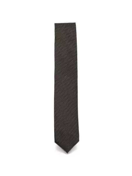 Cravată Tom Ford de mătase cu model herringbone maro