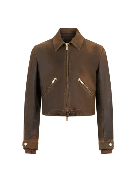 Kurtka skórzana Golden Goose brązowa